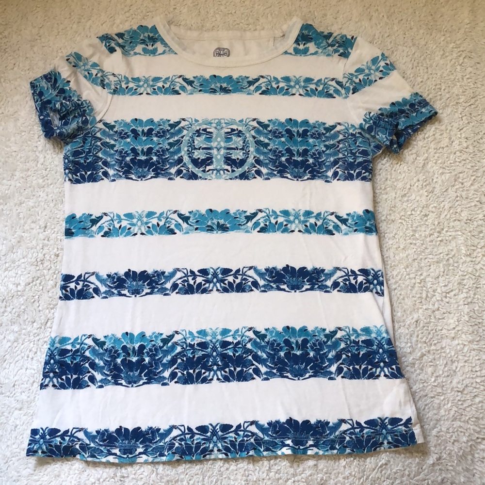 Tory Burch Blue Monarch Nerina Stripe Tee Combo - Picture 1 of 4